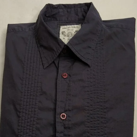 GUESS JEANS Button Down Ruffle Tuxedo Shirt Grey - Picture 11 of 12